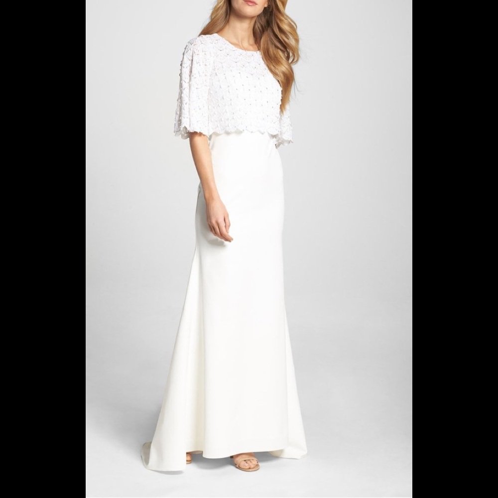 Lotus thread elbow sleeve wedding gown
